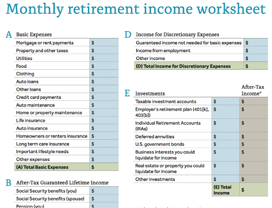 Monthly Retirement income